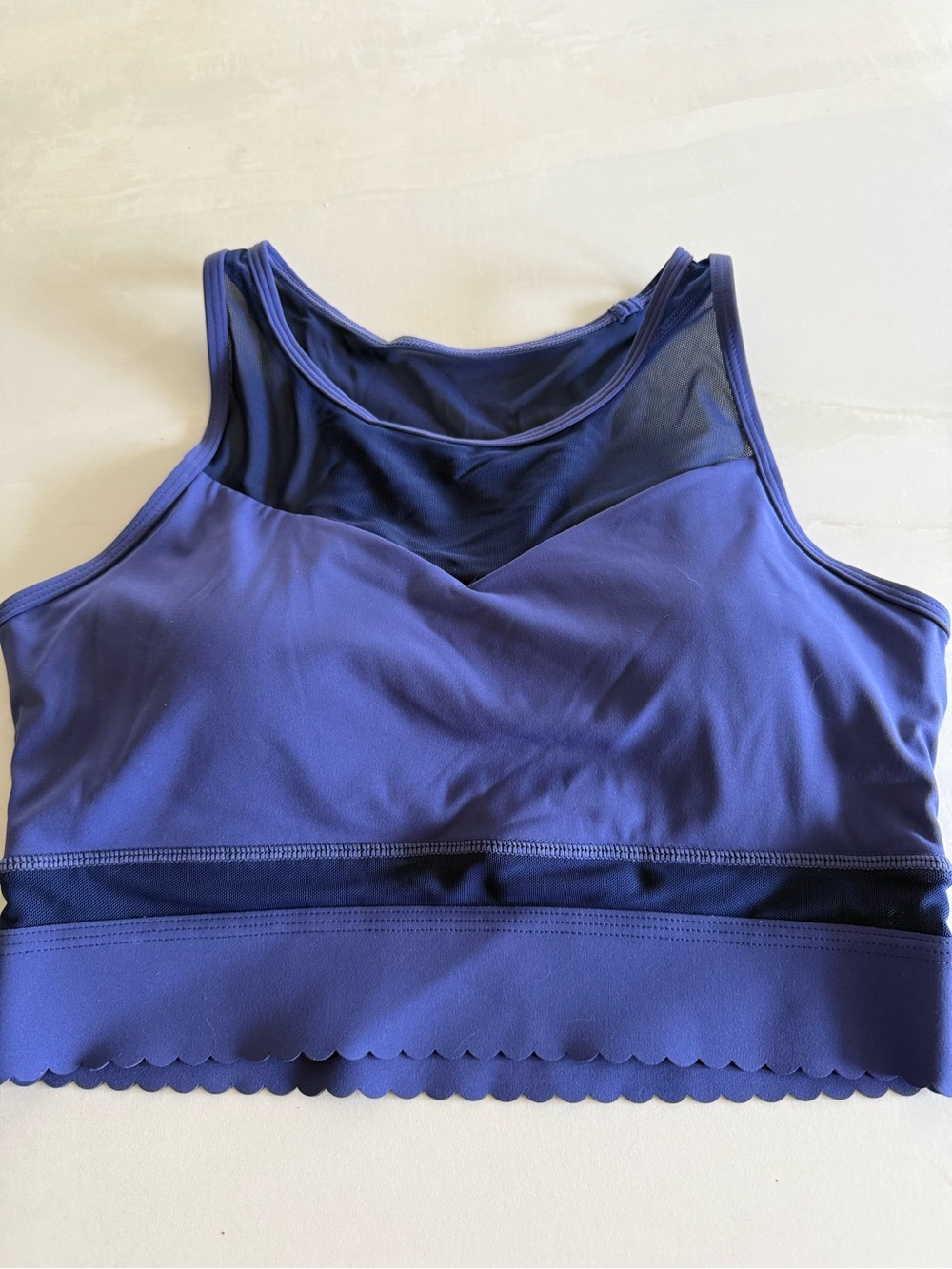 Zyia Active Star Mesh Sports Bra with Scalloped Hem